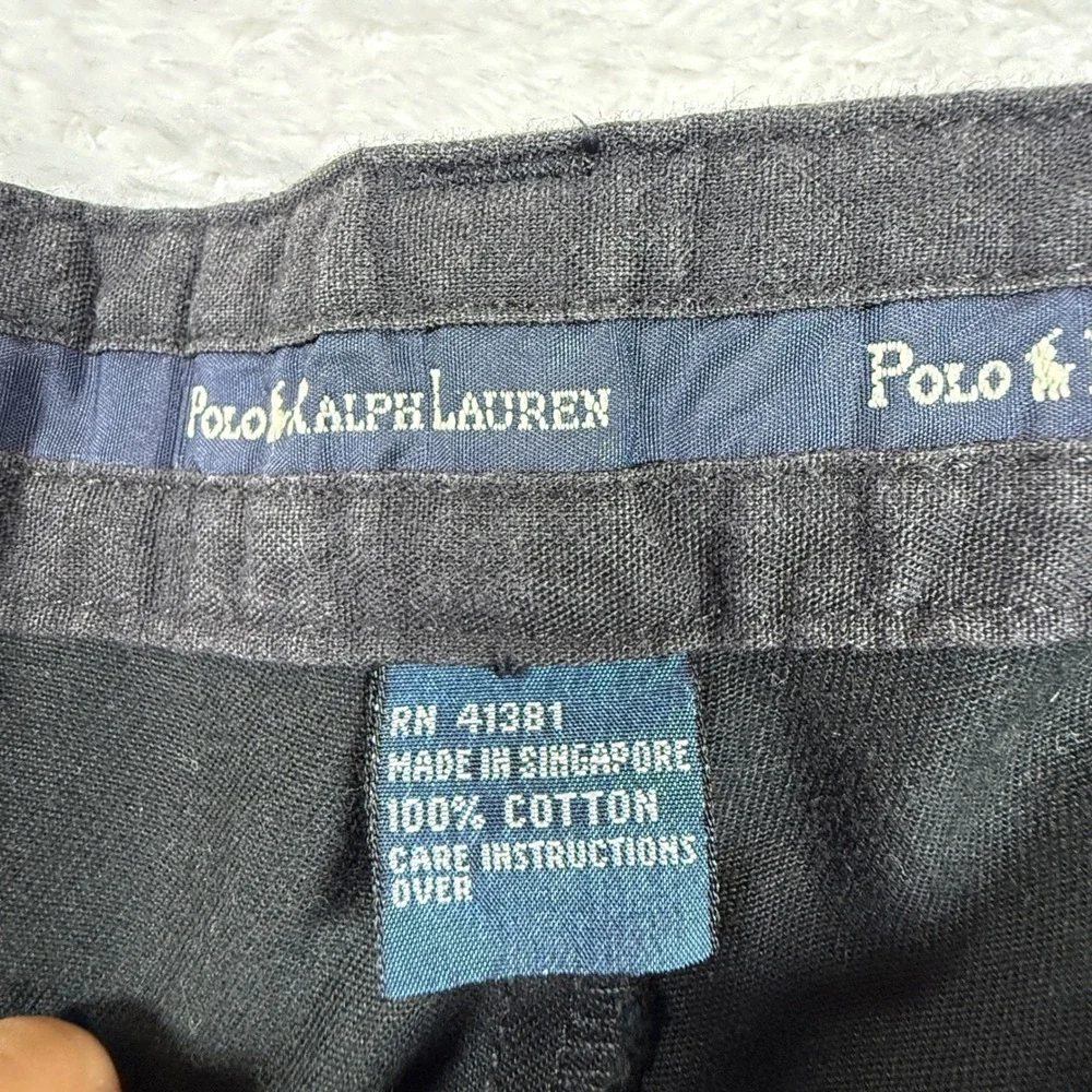 Polo Ralph Lauren Andrew Pant Mens 38/30 Pants Black Pleated Cuffed Cotton